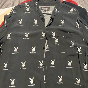 Playboy button up t shirt short sleeve